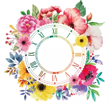 Reloj vinilo pared minimalismo floral - TenVinilo