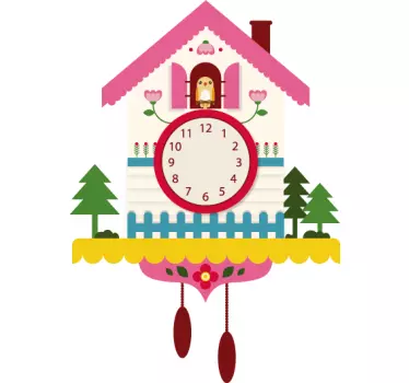 Reloj vinilo pared infantil de cuco colorido - TenVinilo