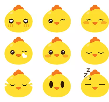 Set pegatinas emoticono pollito - TenVinilo
