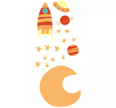 Sticker infantil espacial tonos cálidos - TenVinilo