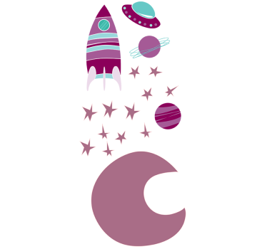 Sticker infantil espacial tonos morados - TenVinilo