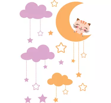 Sticker infantil luna gato - TenVinilo