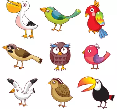 Sticker infantil variedad de aves - TenVinilo