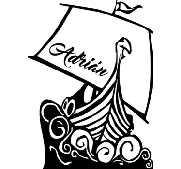 Vinilo barco vikingo personalizable - TenVinilo