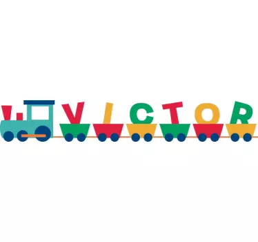 Vinilo infantil tren para niños con nombre - TenVinilo