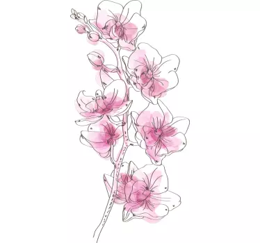 Vinilo decorativo de flores de orquídeas acuarela - TenVinilo