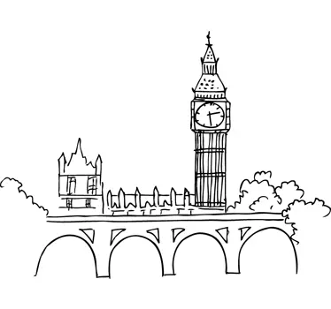 Vinilo decorativo dibujo del Big Ben - TenVinilo
