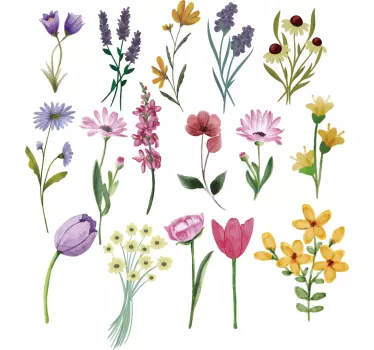 Vinilo decorativo flores diversas coloridas - TenVinilo