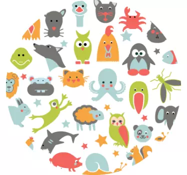 Vinilo decorativo infantil círculo animales - TenVinilo