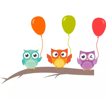 Vinilo decorativo pájaros con globos - TenVinilo