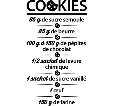 Vinilo decorativo receta cookies - TenVinilo