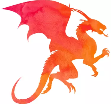Vinilo decorativo silueta dragón color cálido - TenVinilo