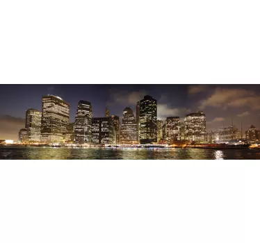 Vinilo decorativo skyline New York noche - TenVinilo