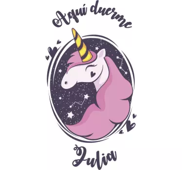 Vinilo para puerta unicornio con nombre - TenVinilo