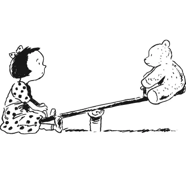 Vinilo infantil balancín niña peluche - TenVinilo