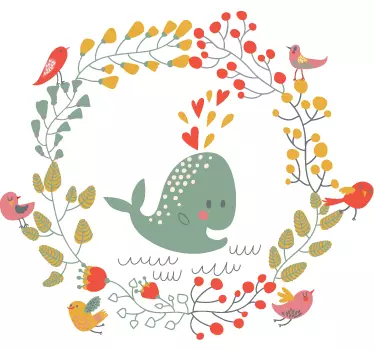 Vinilo infantil ballena y pájaros - TenVinilo