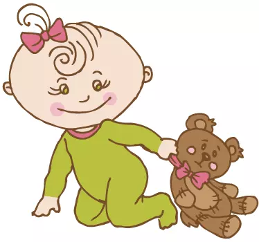 Vinilo infantil bebé con su peluche - TenVinilo