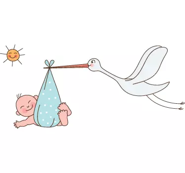 Vinilo infantil bebé y cigüeña - TenVinilo