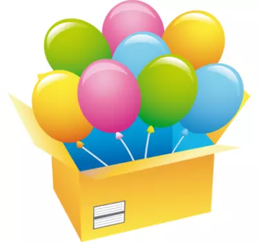 Vinilo infantil caja de globos - TenVinilo