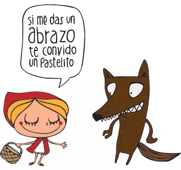 Vinilo infantil caperucita y lobo - TenVinilo