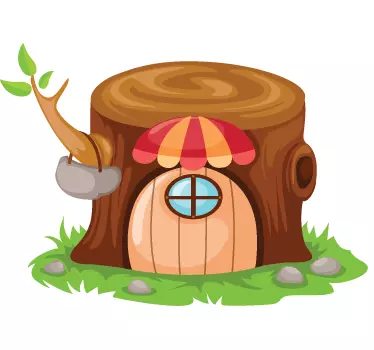 Vinilo infantil casa tronco árbol - TenVinilo