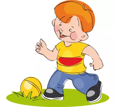Vinilo infantil chico jugando con pelota - TenVinilo