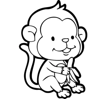 Vinilo infantil chimpance y platano - TenVinilo
