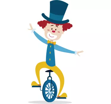 Vinilo infantil clown en monociclo - TenVinilo