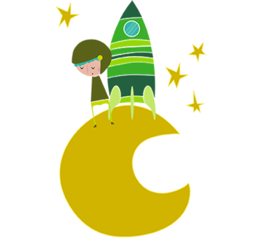 Vinilo infantil cosmonauta luna tono verde - TenVinilo