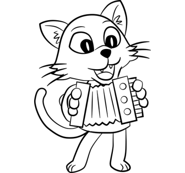 Vinilo infantil de gatito y acordeón - TenVinilo