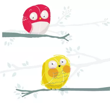 Vinilo infantil dos pájaros en árbol - TenVinilo