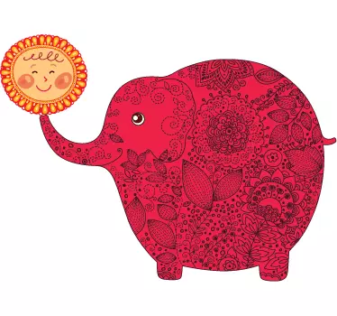 Vinilo infantil elefante feliz con sol - TenVinilo