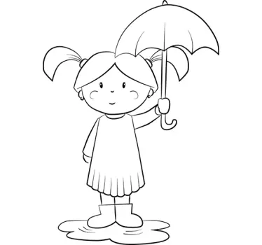 Vinilo infantil en línea niña bajo lluvia - TenVinilo