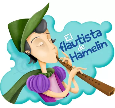 Vinilo infantil Flautista Hamelin texto - TenVinilo