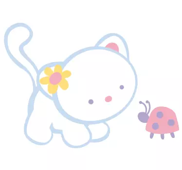 Vinilo infantil gatito y mariquita - TenVinilo