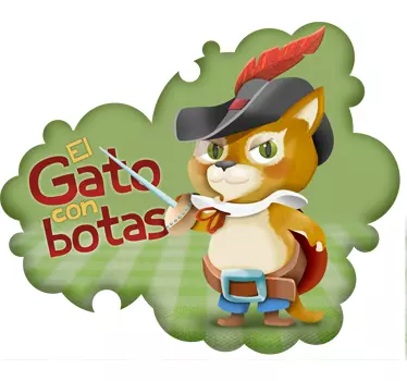 Vinilo infantil gato con botas texto - TenVinilo