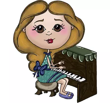 Vinilo infantil ilustración pianista - TenVinilo
