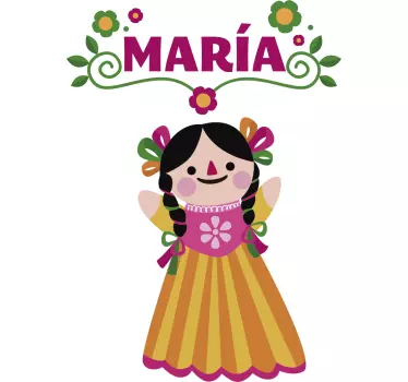 Vinilo pared muñeca Mexicana personalizable - TenVinilo