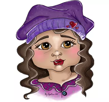 Vinilo infantil niña boina - TenVinilo