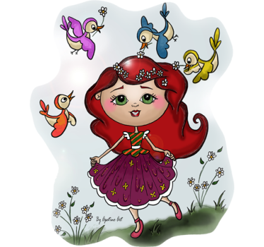 Vinilo infantil niña por el campo - TenVinilo