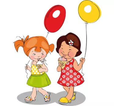 Vinilo infantil niñas globos y helados - TenVinilo