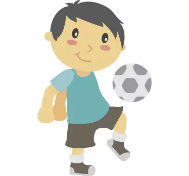 Vinilo infantil niño jugando a fútbol - TenVinilo