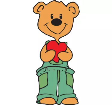Vinilo infantil oso amoroso corazon rojo - TenVinilo