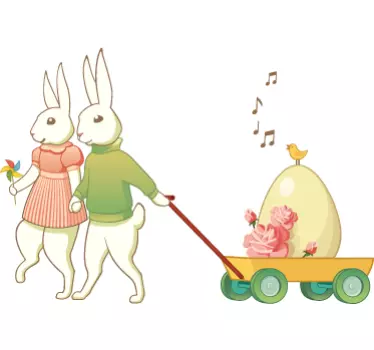 Vinilo infantil pareja conejos pascua - TenVinilo