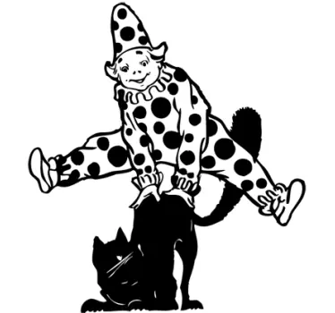 Vinilo infantil payaso saltando gato - TenVinilo