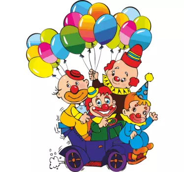 Vinilo infantil payasos coche y globos - TenVinilo