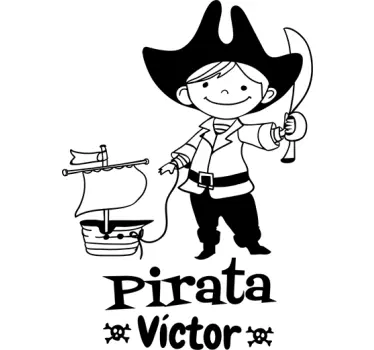 Vinilo infantil personalizable nombre pirata - TenVinilo