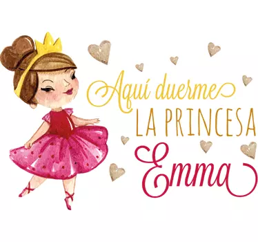 Vinilo infantil personalizable princesa - TenVinilo