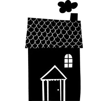 Vinilo infantil pizarra casa chimenea - TenVinilo