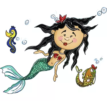 Vinilo infantil sirena bajo el mar - TenVinilo